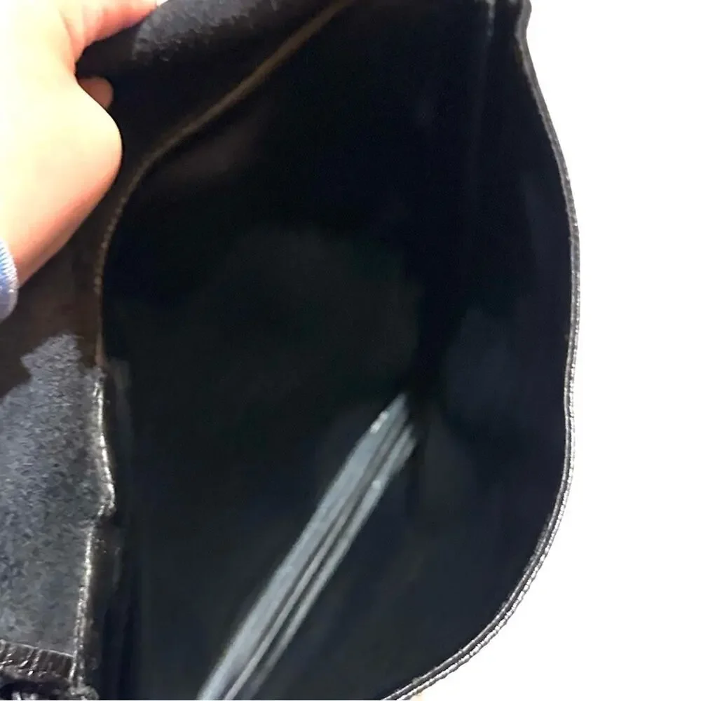 Jennifer Graham Classic Black Pebbled Leather Crossbody Messenger Bag